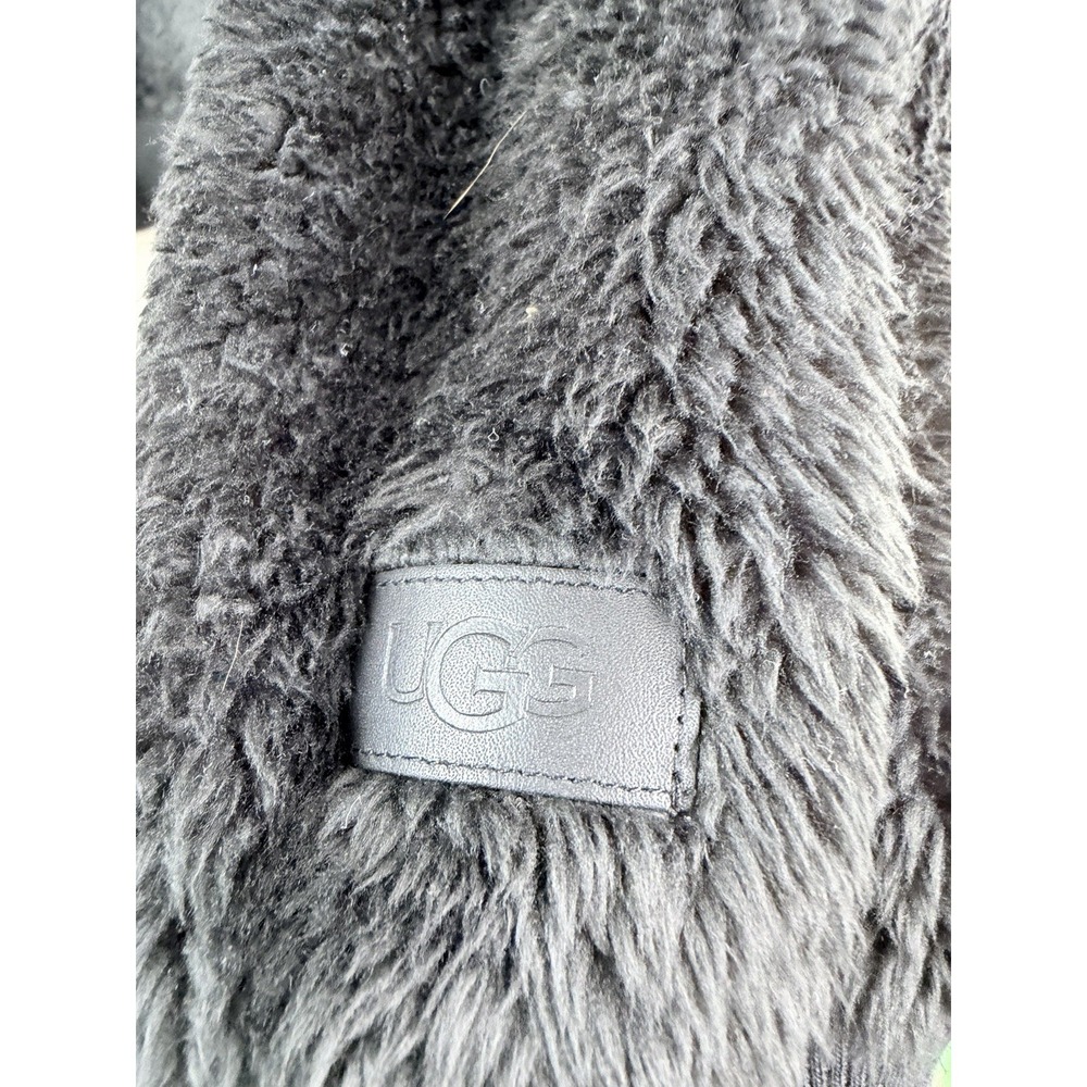 UGG Sherpa Fleece Pullover Women's M Black Half Zip Teddy Faux Fur Granola Cozy‎ - Picture 2 of 8